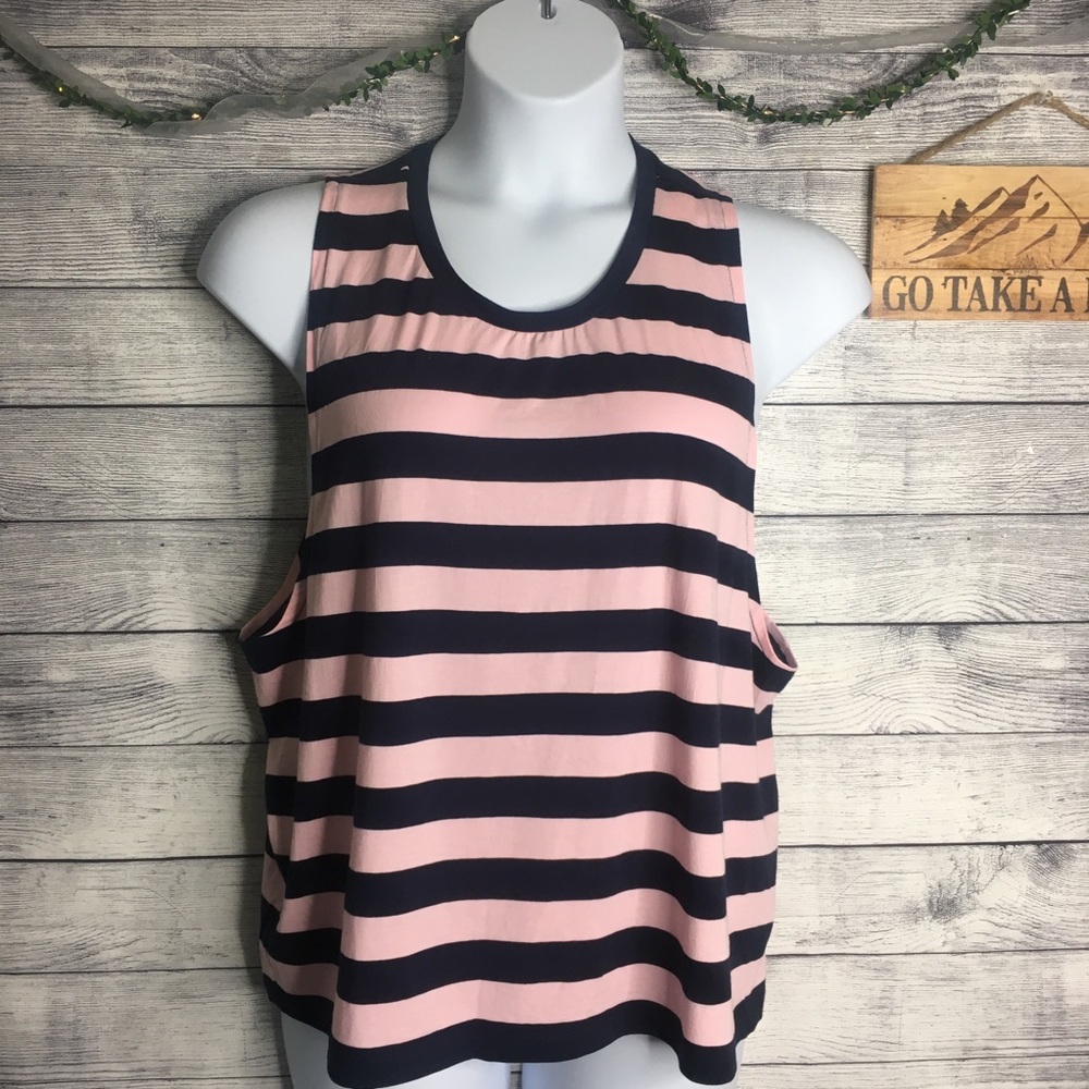 4/$25 J. Crew Pink & Navy Blue Striped Muscle Tank